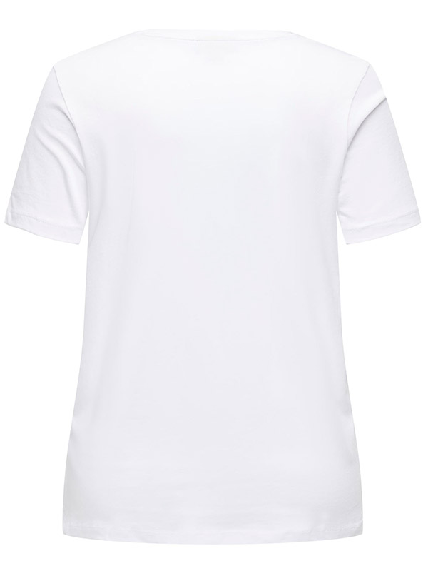 EDLA - Hvit bomulls t-skjorte med blomster fra Only Carmakoma