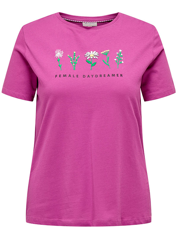 EDLA - Lilla bomulls t-skjorte med blomster  fra Only Carmakoma