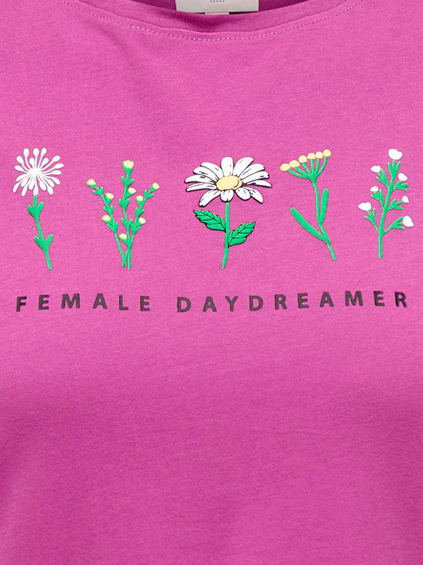 EDLA - Lilla bomulls t-skjorte med blomster  fra Only Carmakoma
