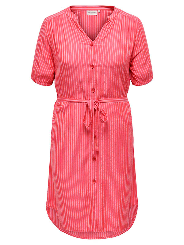 PENNA - Rød og rosa stripete skjortekjole  fra Only Carmakoma