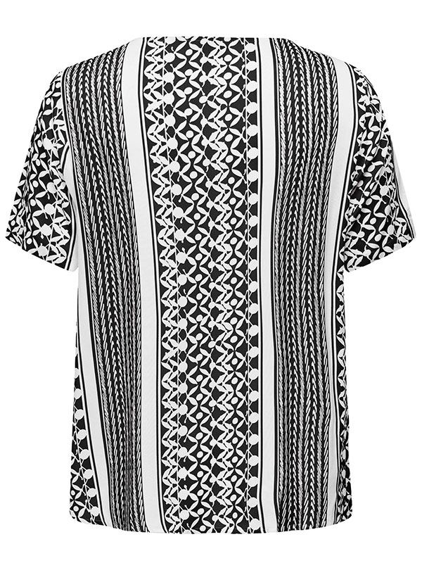 MARRAKESH  - Viskosebluse i hvitt og svart mønster fra Only Carmakoma