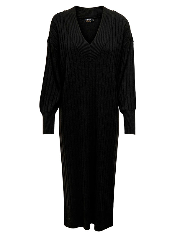NEW TESSA - Lang svart strikket kjole fra Only Carmakoma