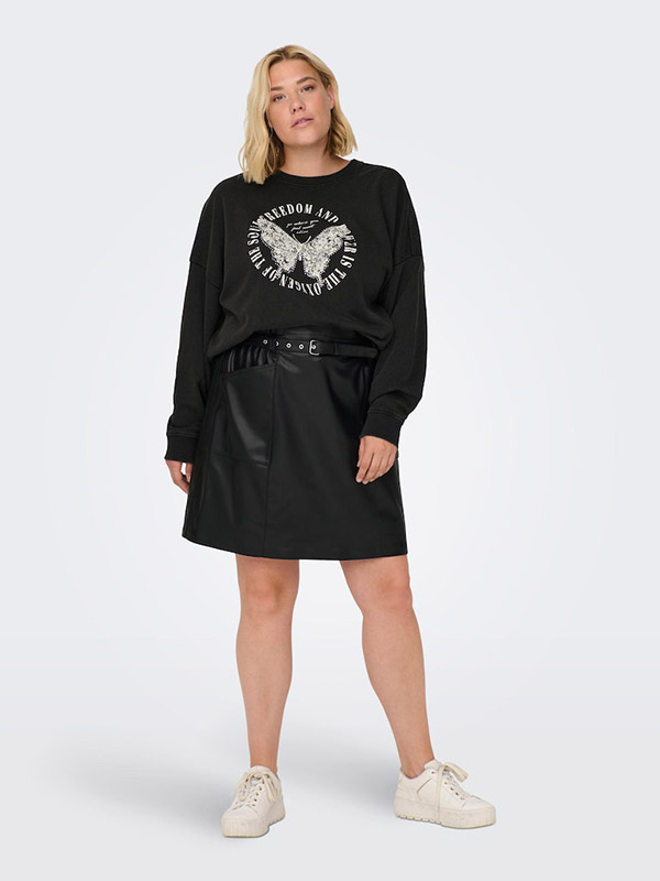 LUCINDA - Svart sweatshirt med sommerfugl print fra Only Carmakoma