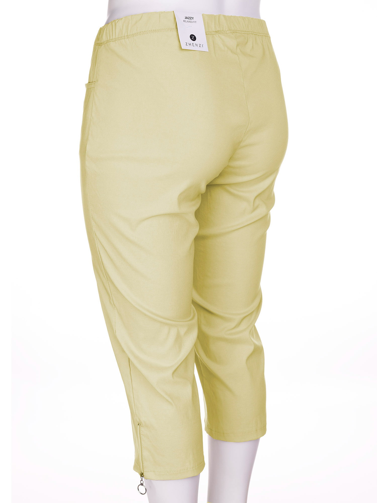 Jazzy - Lysegul capri bukse med lommer  fra Zhenzi