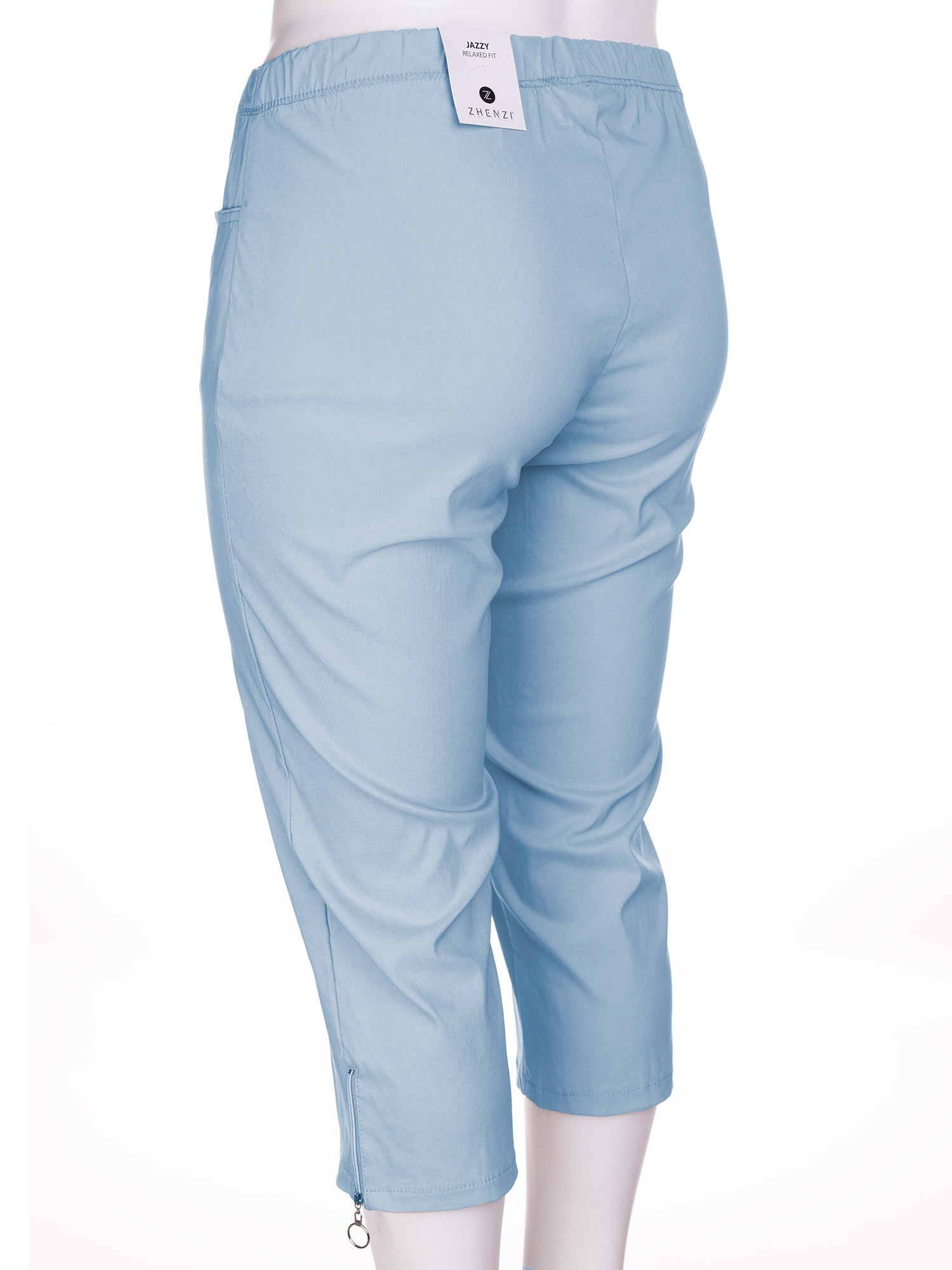 Lyseblå jazzy capri bukser med glidelåsdetalje fra Zhenzi