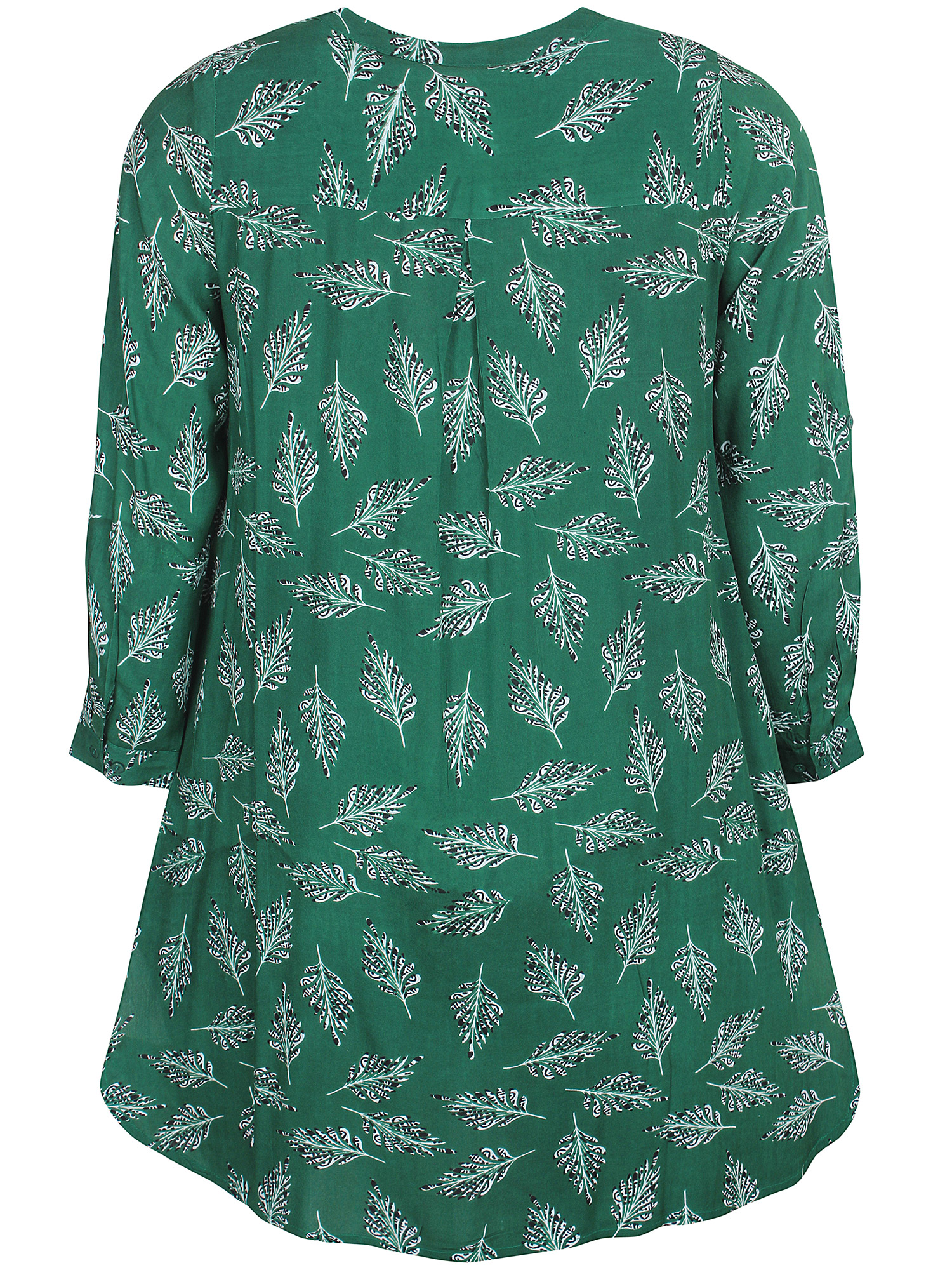 Jimena - Flot grøn skjorte tunika i bæredygtig viskose modal med fint fjer print fra Zhenzi