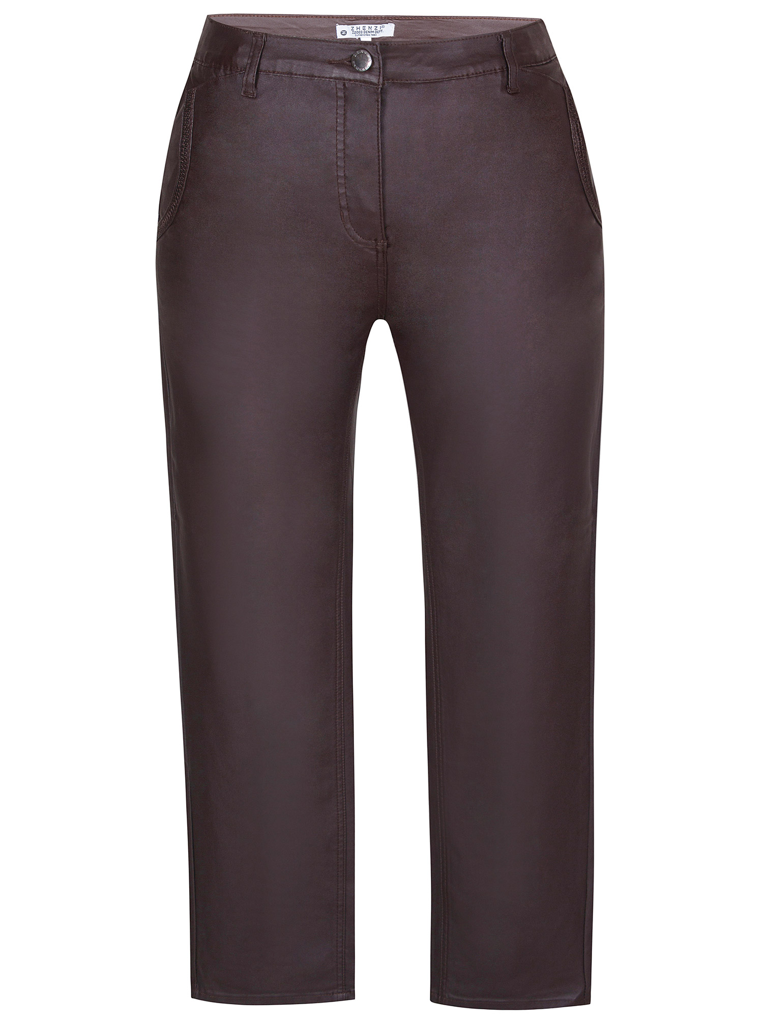 Salsa - brune stretch bukser i skinn look fra Zhenzi