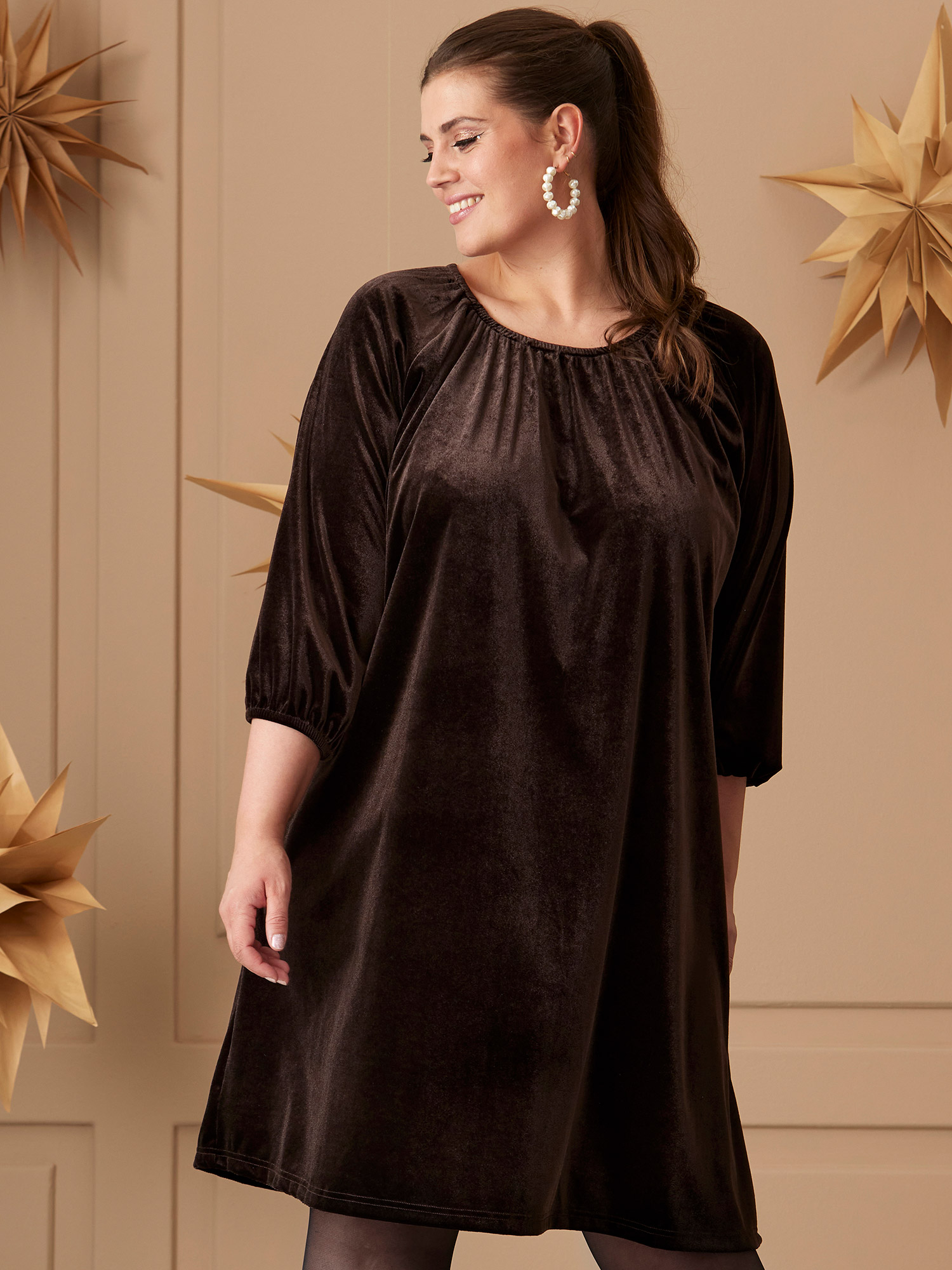 KIMBER Brun velour kjole