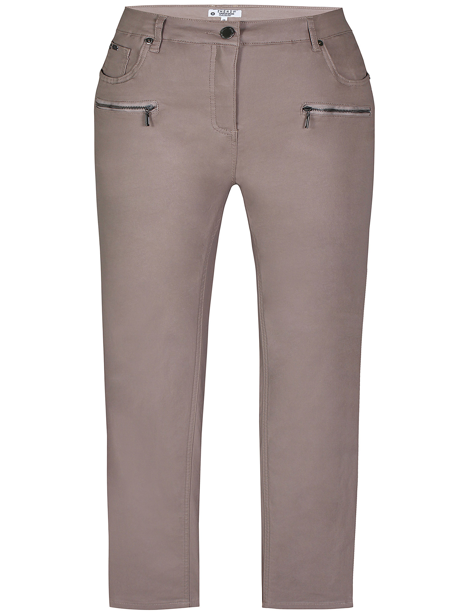 CURVE - Beige bukser med lett blank overflate fra Zhenzi