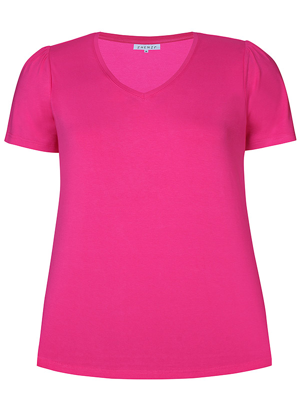 BRINLEY - Rosa jersey t-skjorte med v-hals fra Zhenzi
