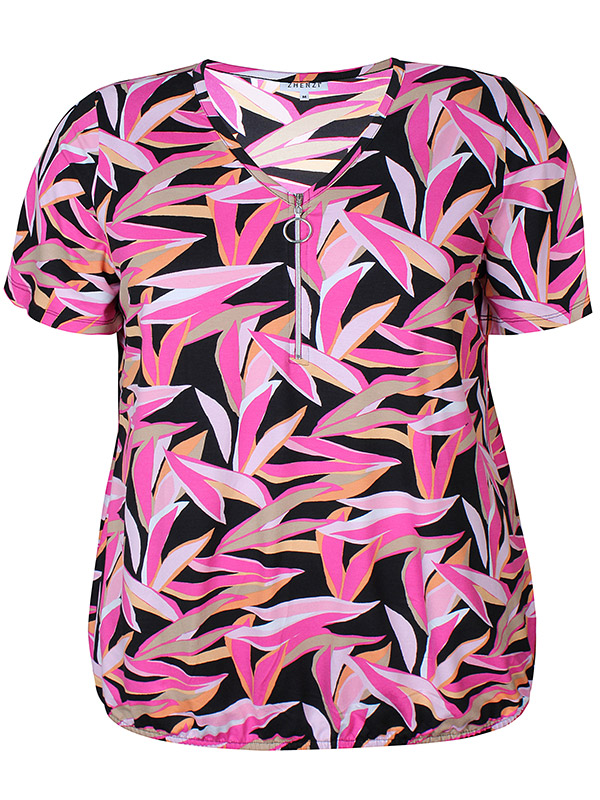 CADENCE - Rosa jersey t-skjorte med mønster fra Zhenzi