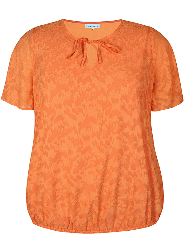 EVELYNN - Oransje chiffonbluse med struktur  fra Zhenzi