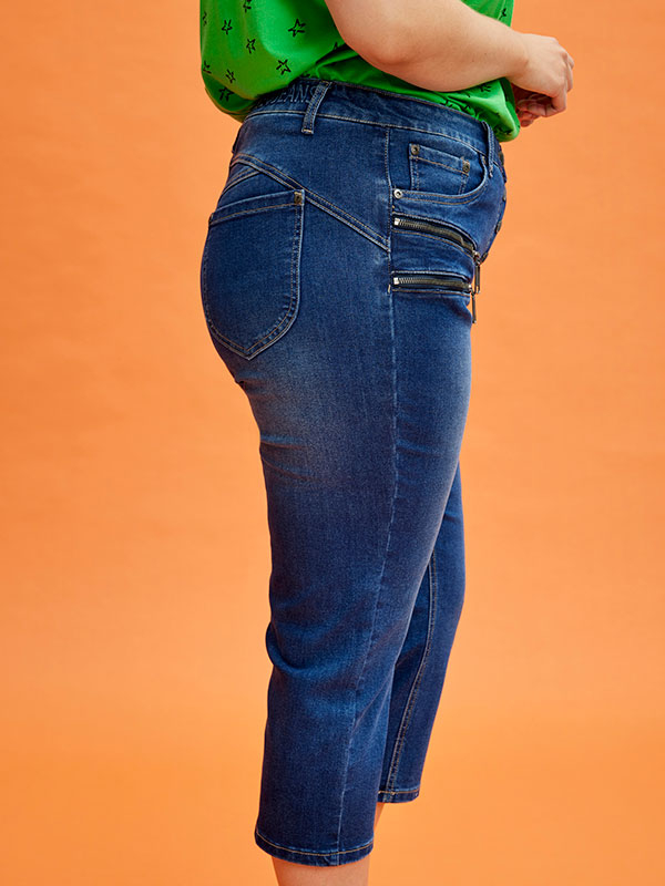 SALSA - Blå capri bukser i denim stretch fra Zhenzi