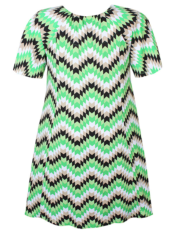CORINNE - Grønn jersey kjole med print  fra Zhenzi