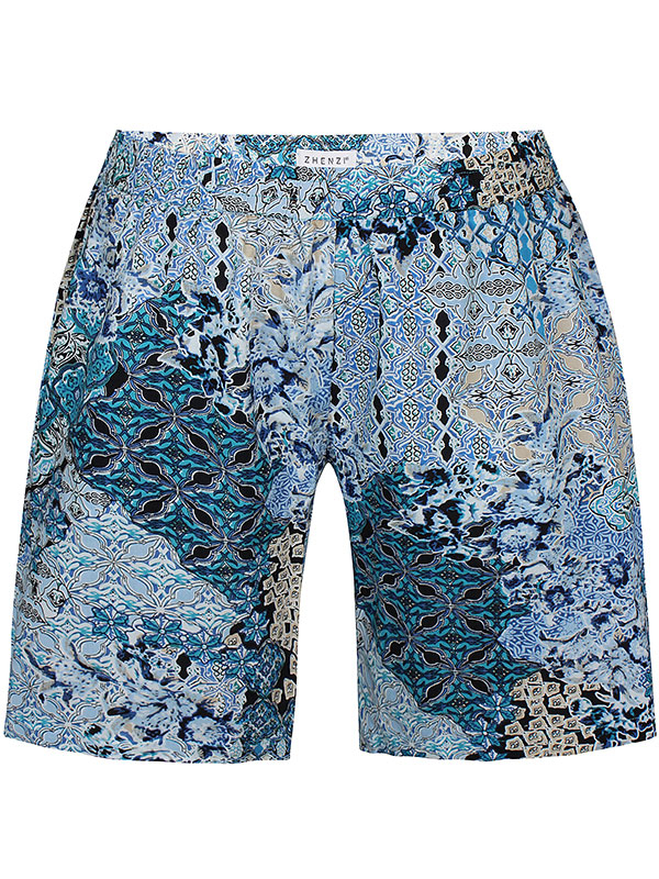 FRANCES - Blå viskose shorts med print fra Zhenzi
