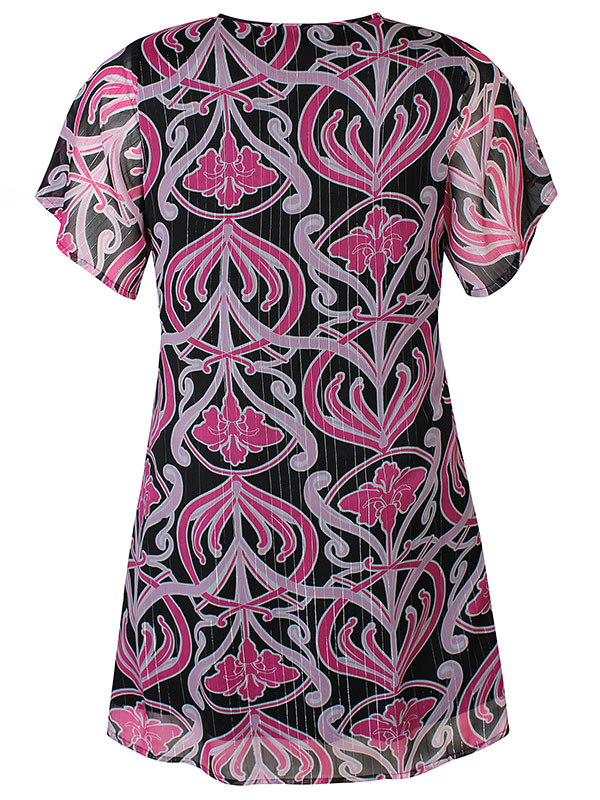 LILIANA - Svart kjole med rosa print og sølvtråd fra Zhenzi