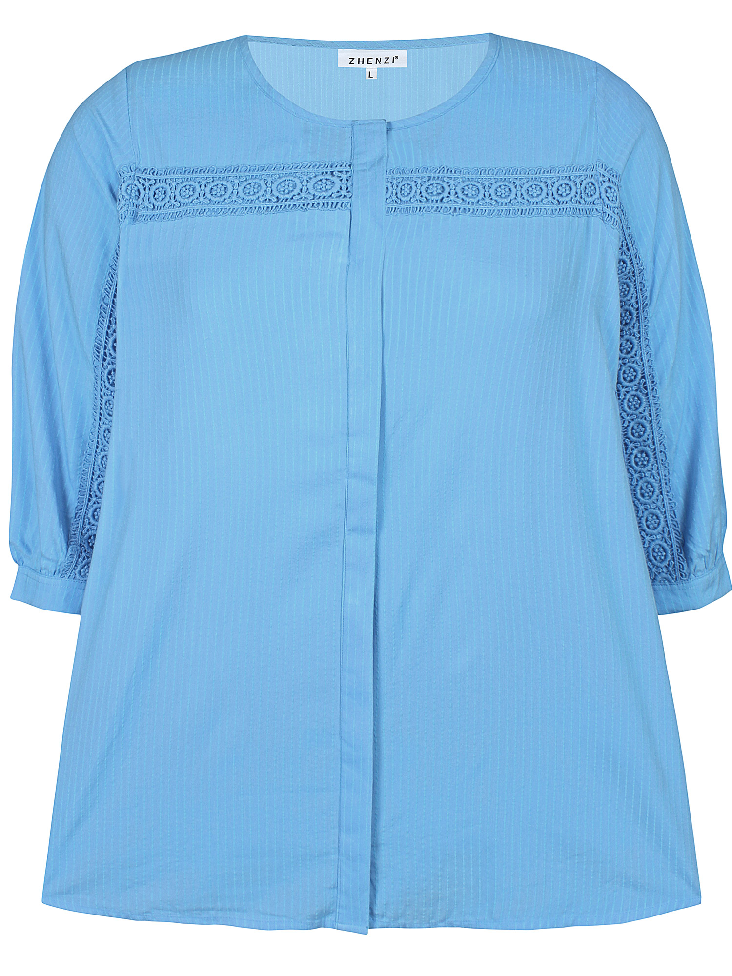 MELANY - Lyseblå viskoseskjorte med blonde fra Zhenzi