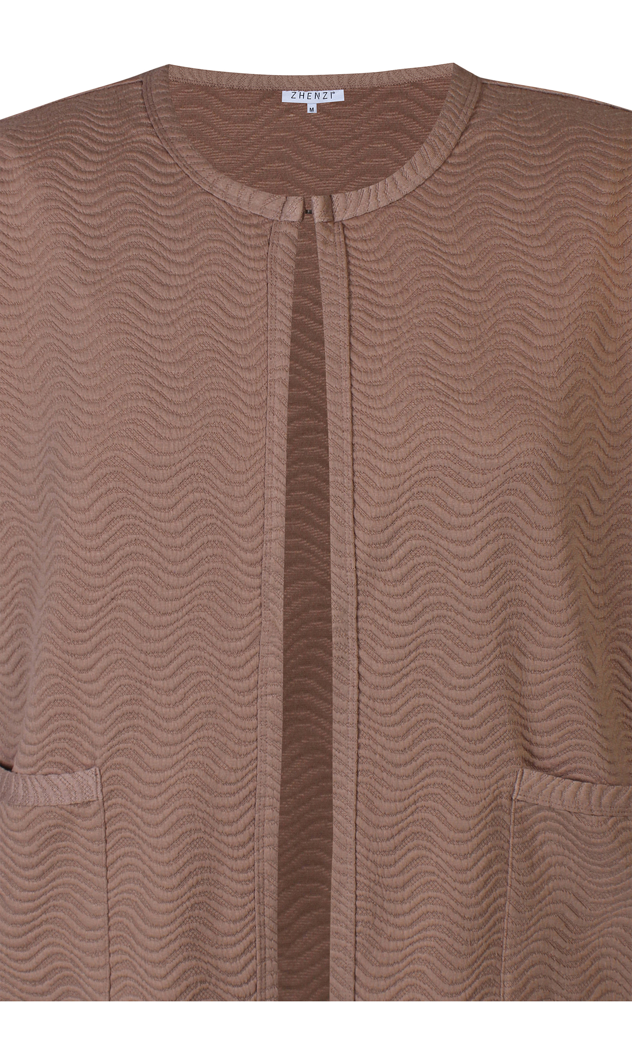 REIMER - Lysebrun cardigan med jacquard struktur fra Zhenzi