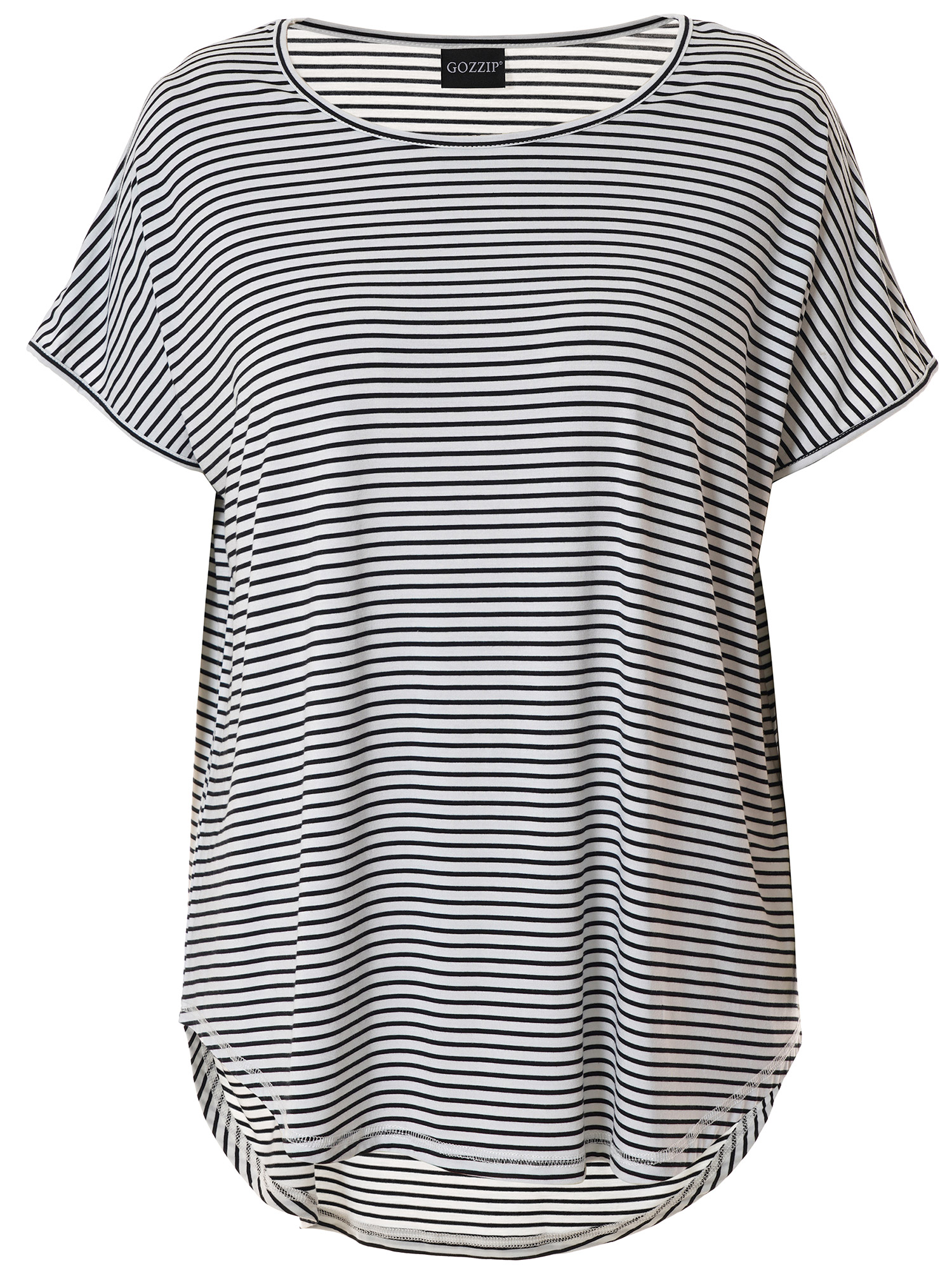 Gitte - T-skjorte i viskose jersey med hvite og svarte striper fra Gozzip
