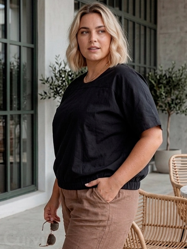 GGEMMA - Plus Size Bluse fra Gozzip Black