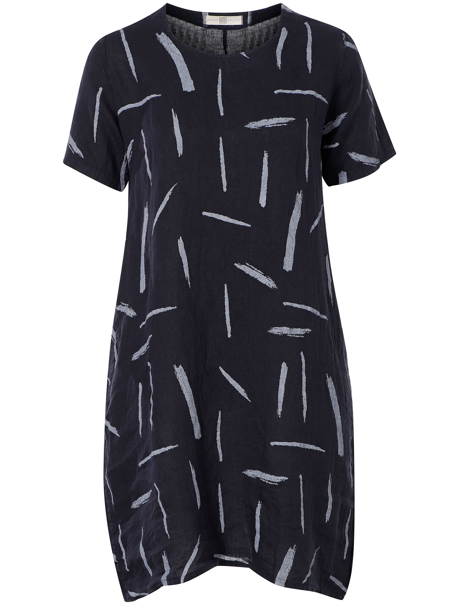 Haldis - Mørkeblå Lin kjole med mønster fra Pont Neuf