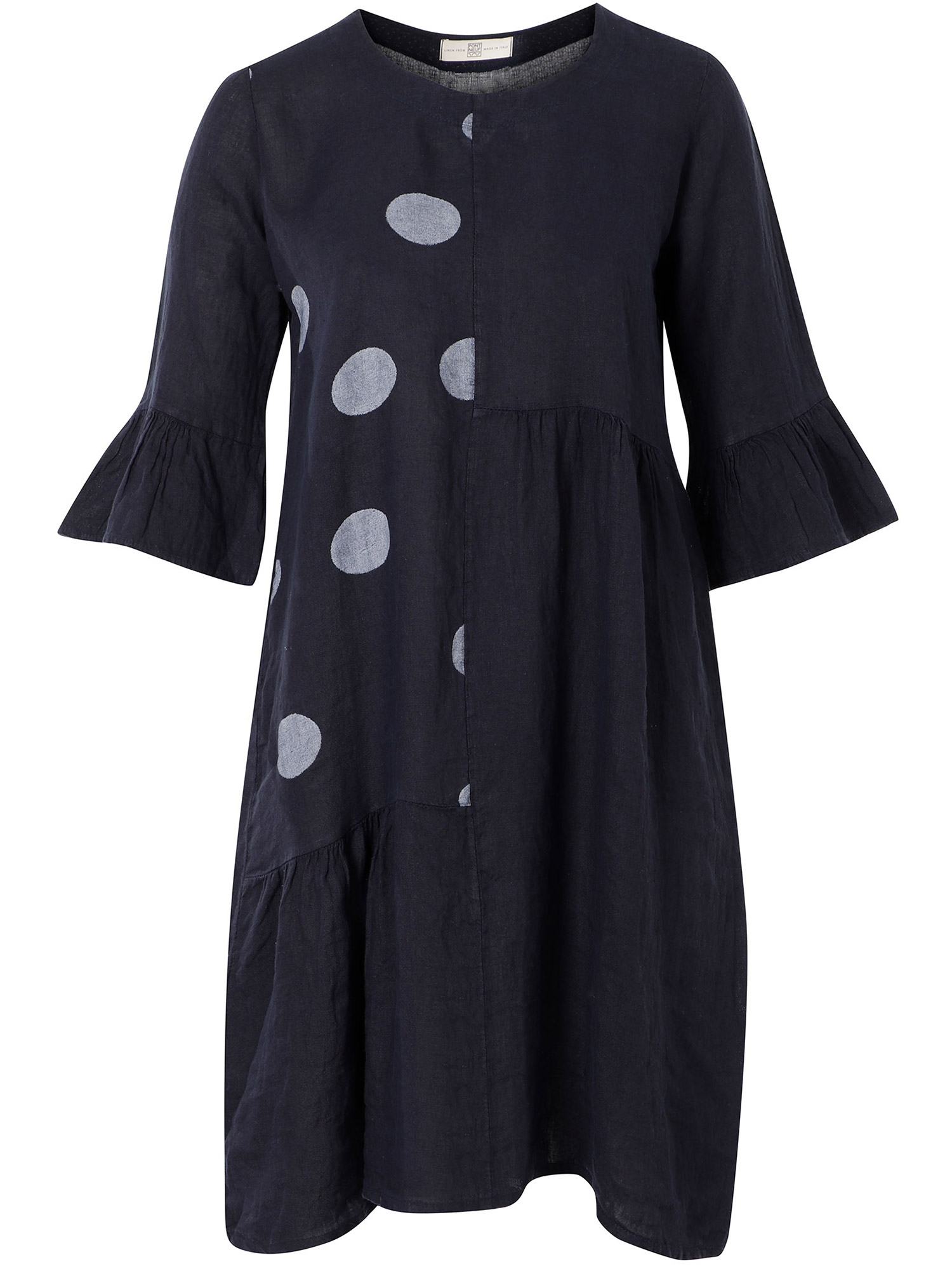 Laetitia - Mørkeblå lin kjole med prikker fra Pont Neuf