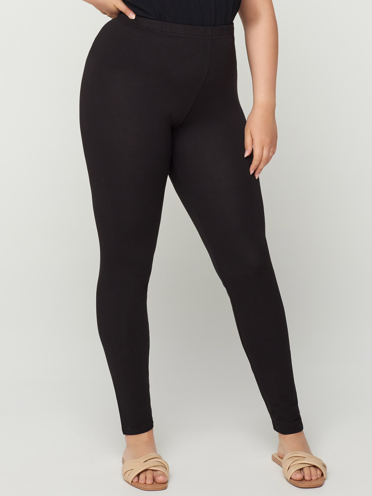 svarte leggings i viskosejersey fra Zizzi