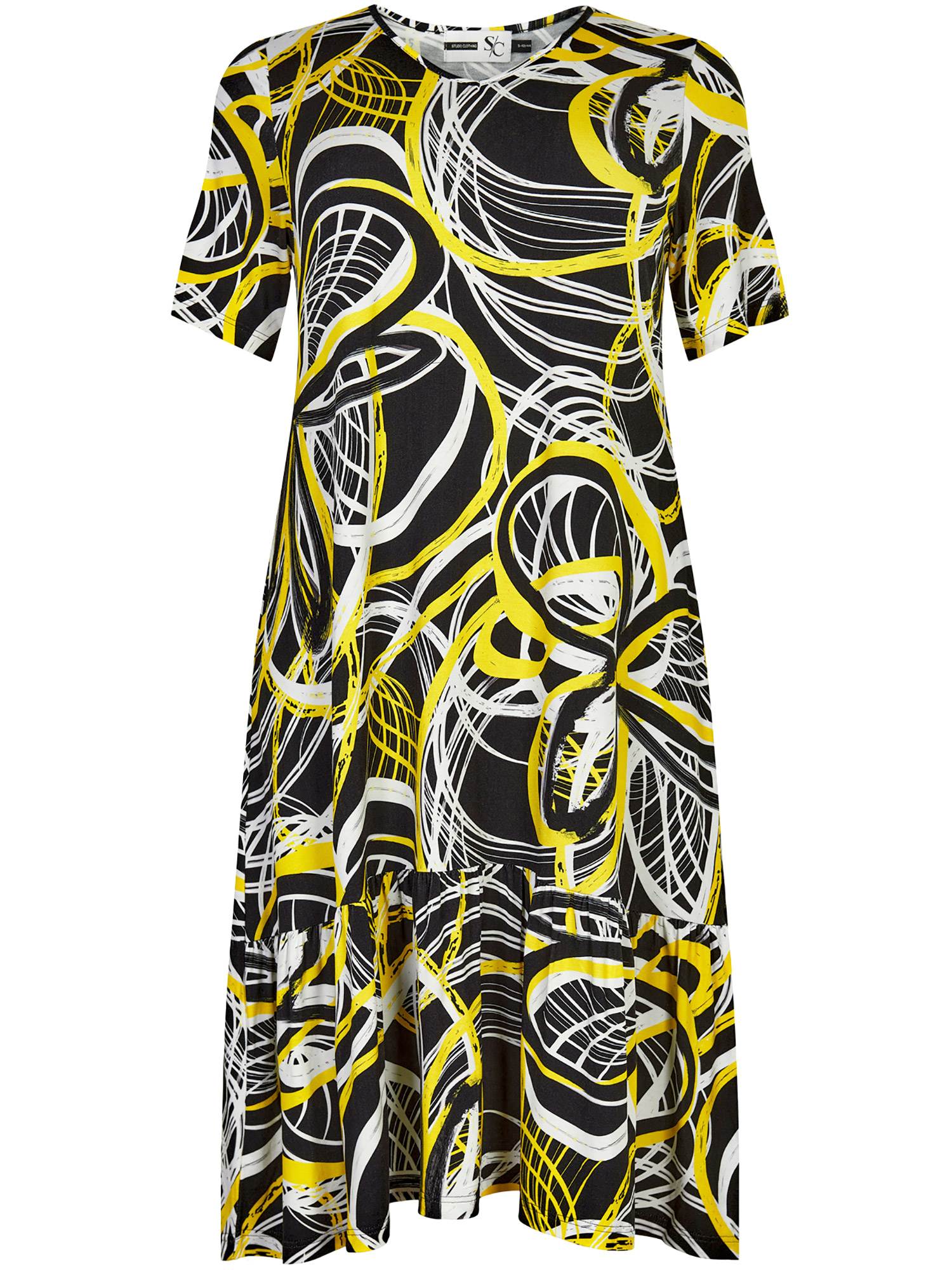 Celine - Svart kjole i viskose jersey med print fra Studio