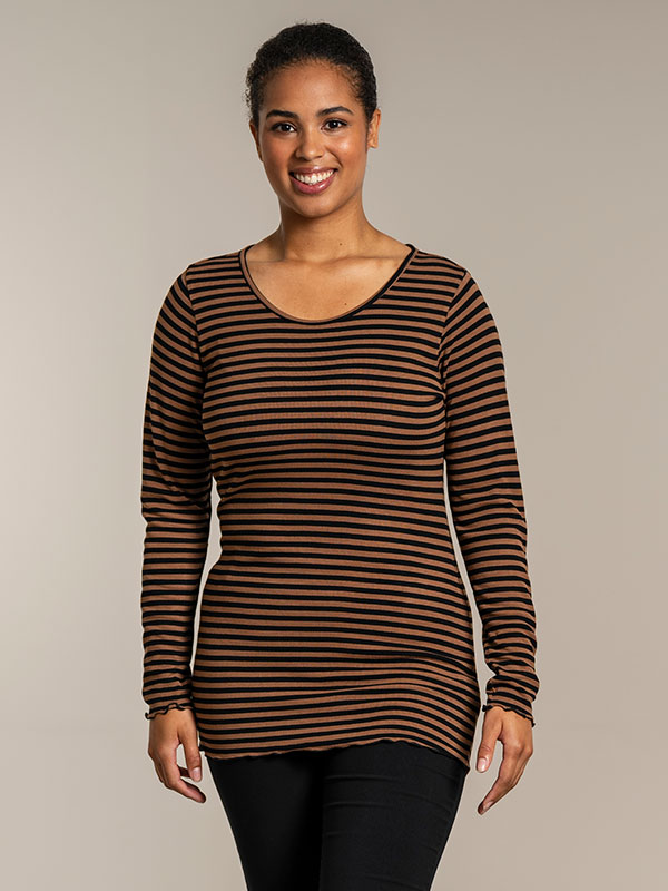 RIB TOP - Plus Size Bluse fra Sandgaard