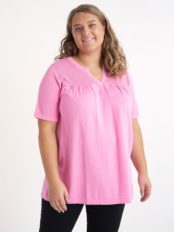 BRYNDIS - Rosa t-skjorte i strikket bomull fra Adia