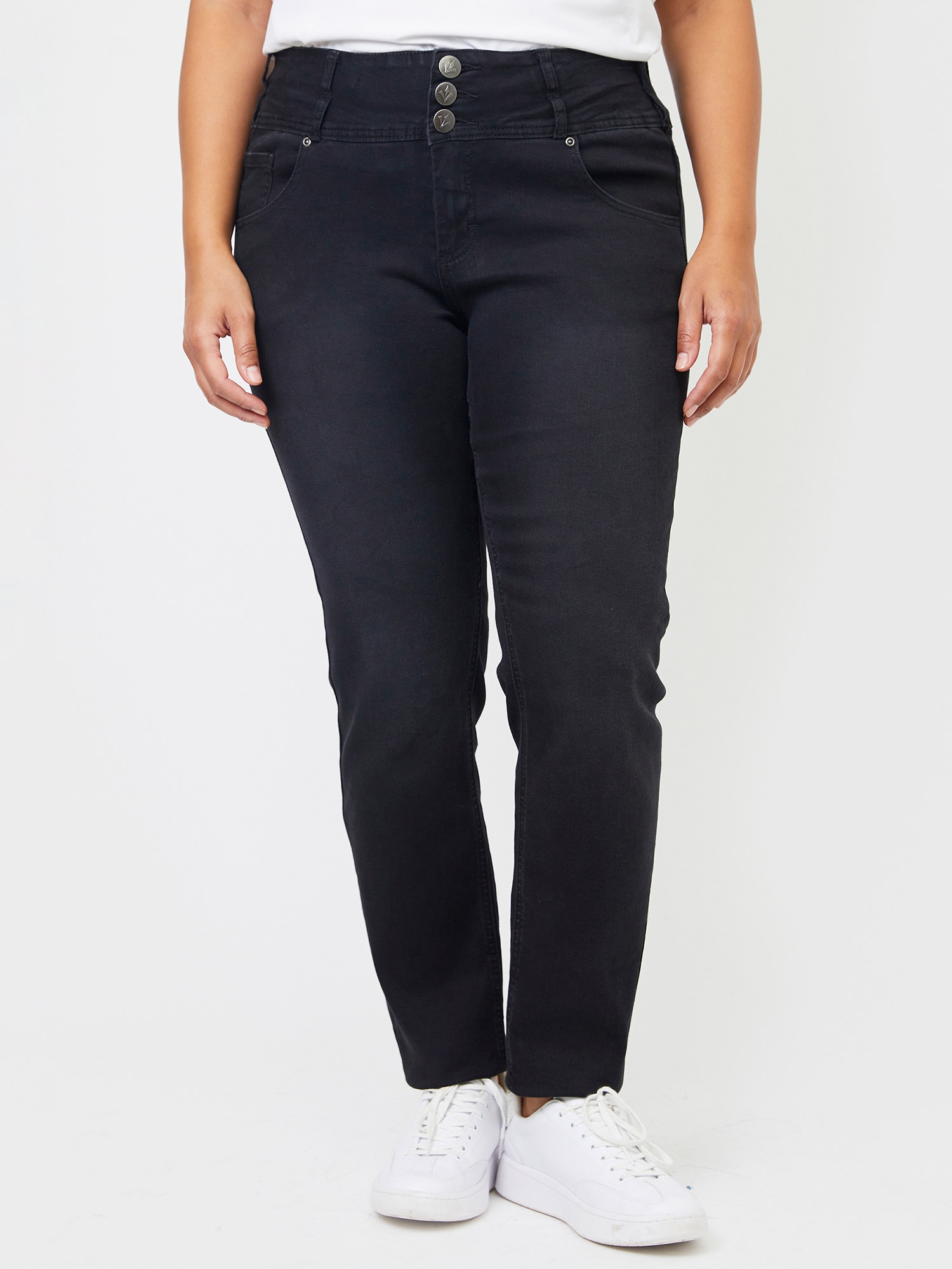 ROME - Svarte jeans med bred linning fra Adia