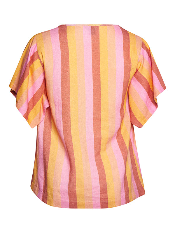 BERGHILD - Rosa og oransje stripete bluse fra Adia