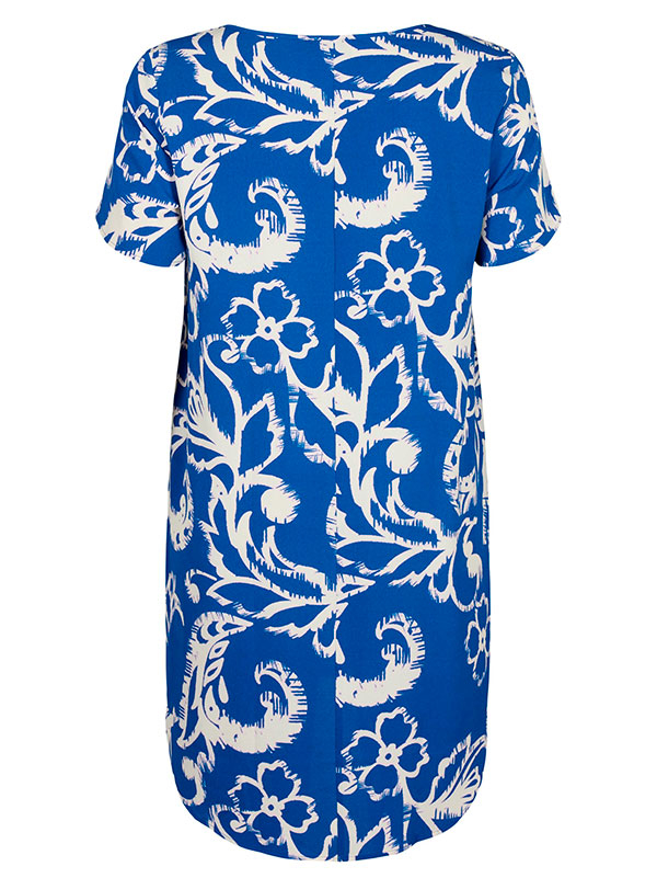 Blå kjole med korte ermer og print fra Zizzi