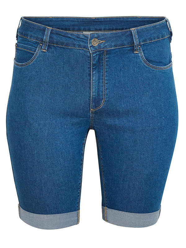 VICKA - Blå shorts i stretch denim fra Kaffe Curve