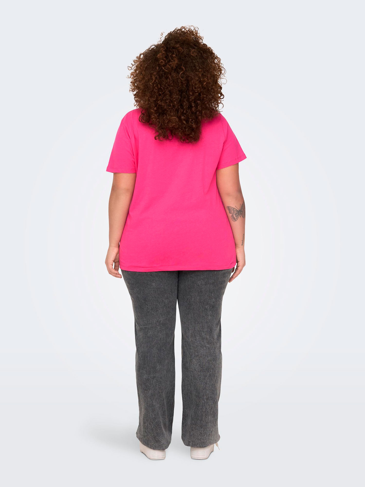 GLAMMY - Rosa bomulls t-skjorte med paljetter fra Only Carmakoma