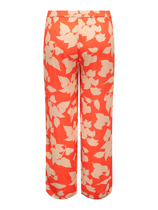 EMERSON - Løse orange bukser med beige print  fra Only Carmakoma