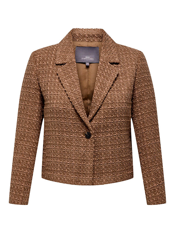 KENNEDY - Kort brun jakke med revers fra Only Carmakoma