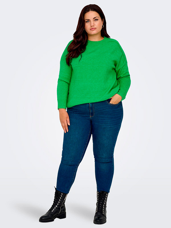 EMILIA - Grønn strikket genser fra Only Carmakoma