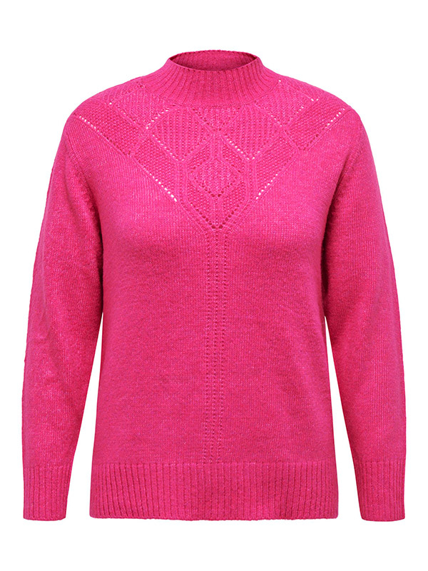 ALLIE - Rosa strikket genser med mønster  fra Only Carmakoma