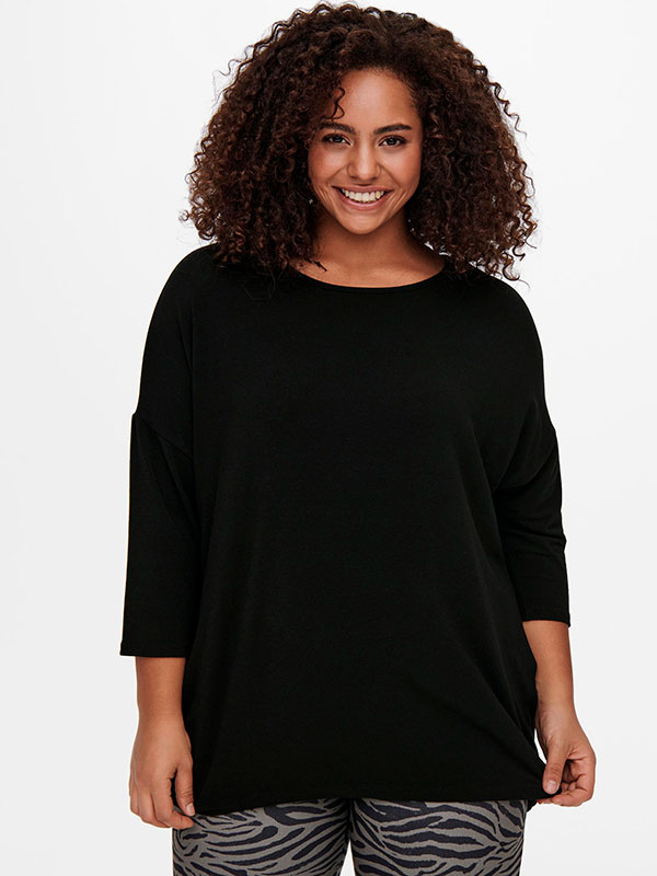 AMOUR - Grønn jersey bluse med 3/4 ermer fra Only Carmakoma