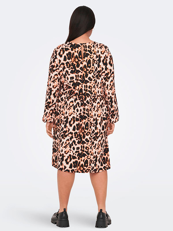 VILEA - Beige kjole med leopardmønster fra Only Carmakoma