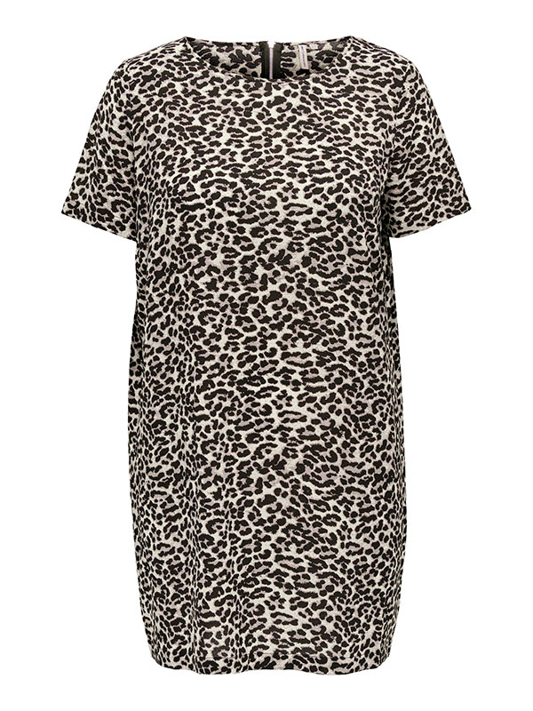 LUXMIE - Svart og brun leo printet kjole fra Only Carmakoma