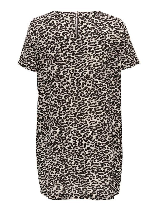 LUXMIE - Svart og brun leo printet kjole fra Only Carmakoma