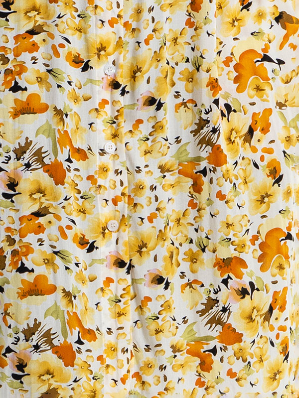 ABELINE - Hvit viskosekjole med gule blomster fra Studio