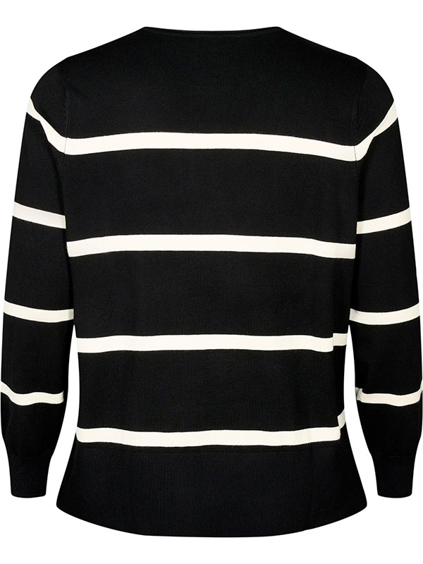 Strikket viskose genser med striper fra Zizzi