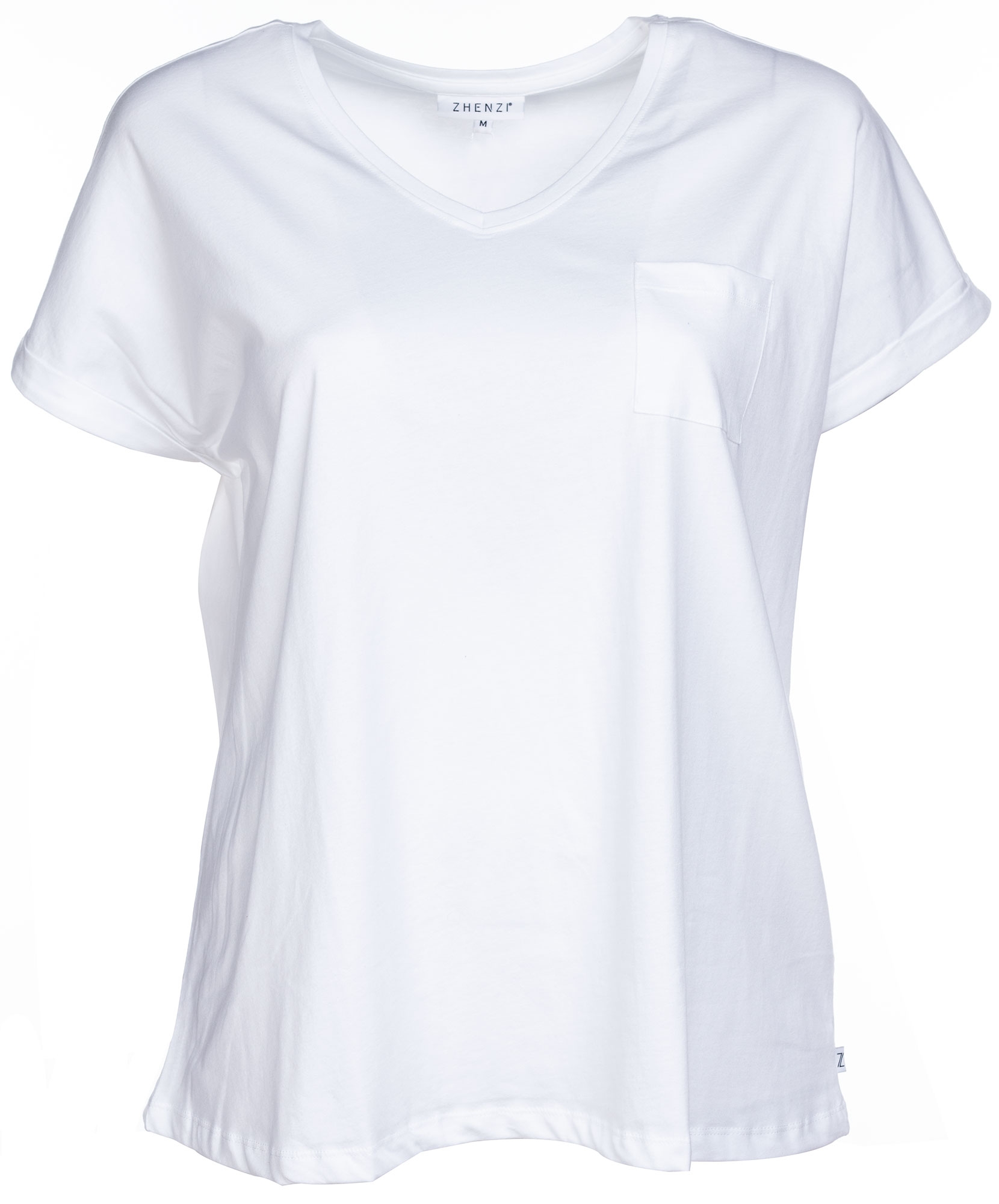 Hvit bomull T-skjorte med lomme fra Zhenzi