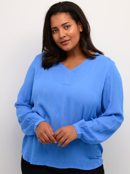 Kaffe Curve AMI - Blå bluse i crepeviskose