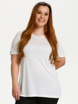 Kaffe Curve Hvid T-shirt i 100% viskose