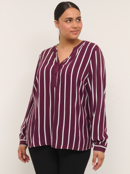 Kaffe Curve KC SIDA - lilla viskose bluse med hvite striper