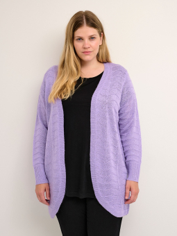 Kaffe Curve  KC Emana - Lilla cardigan i lett strikk med flott mønster